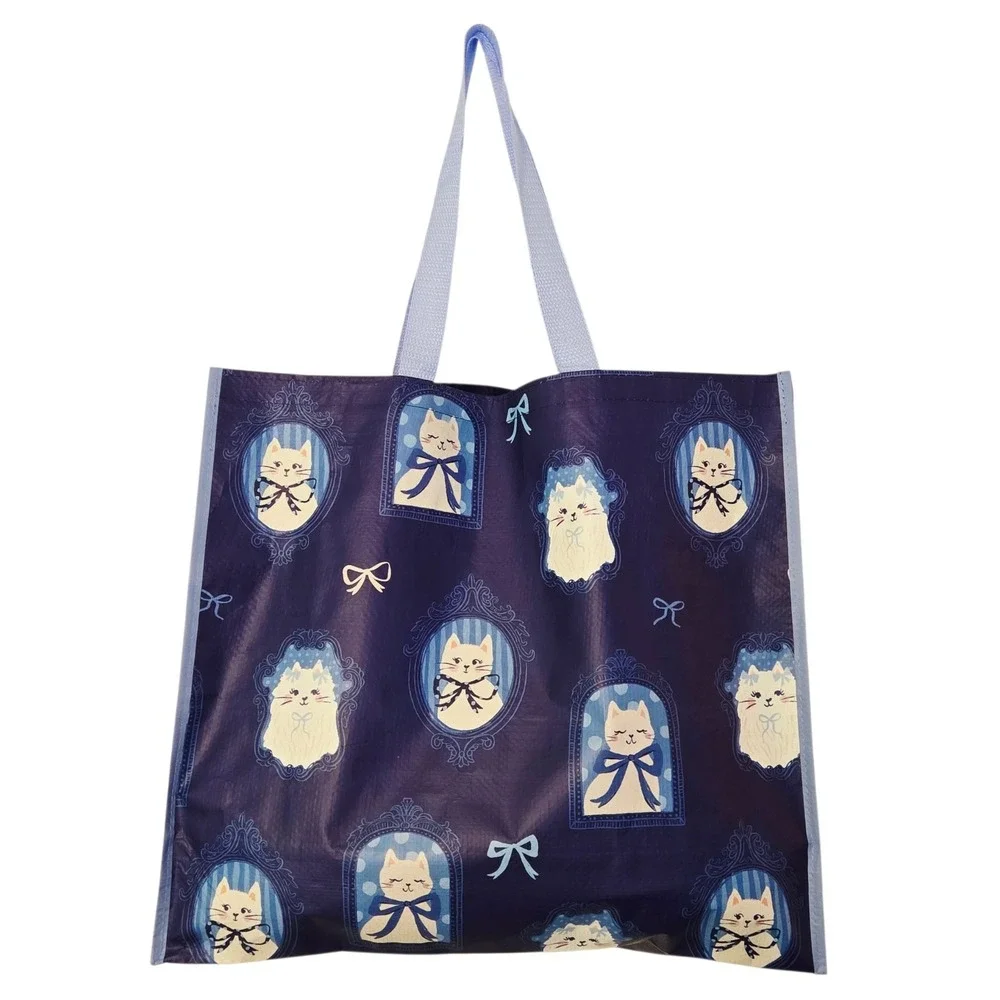 Cats Cat Pictures Picture Frames Collage Bows Gift Tote Bag New Marshalls Blue
